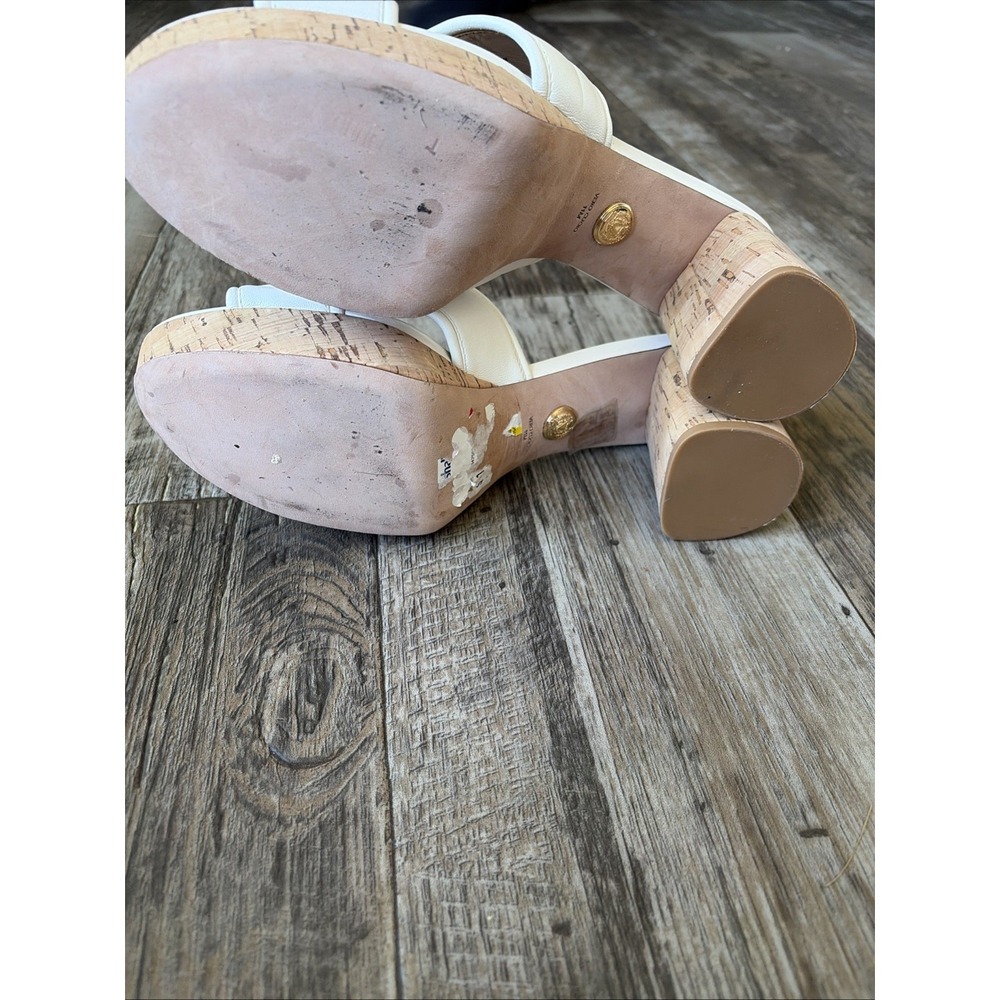 Veronica Beard Dory Sandals  Womens Sz 11 White Leather Cork Platform Heel Slide - Picture 6 of 7